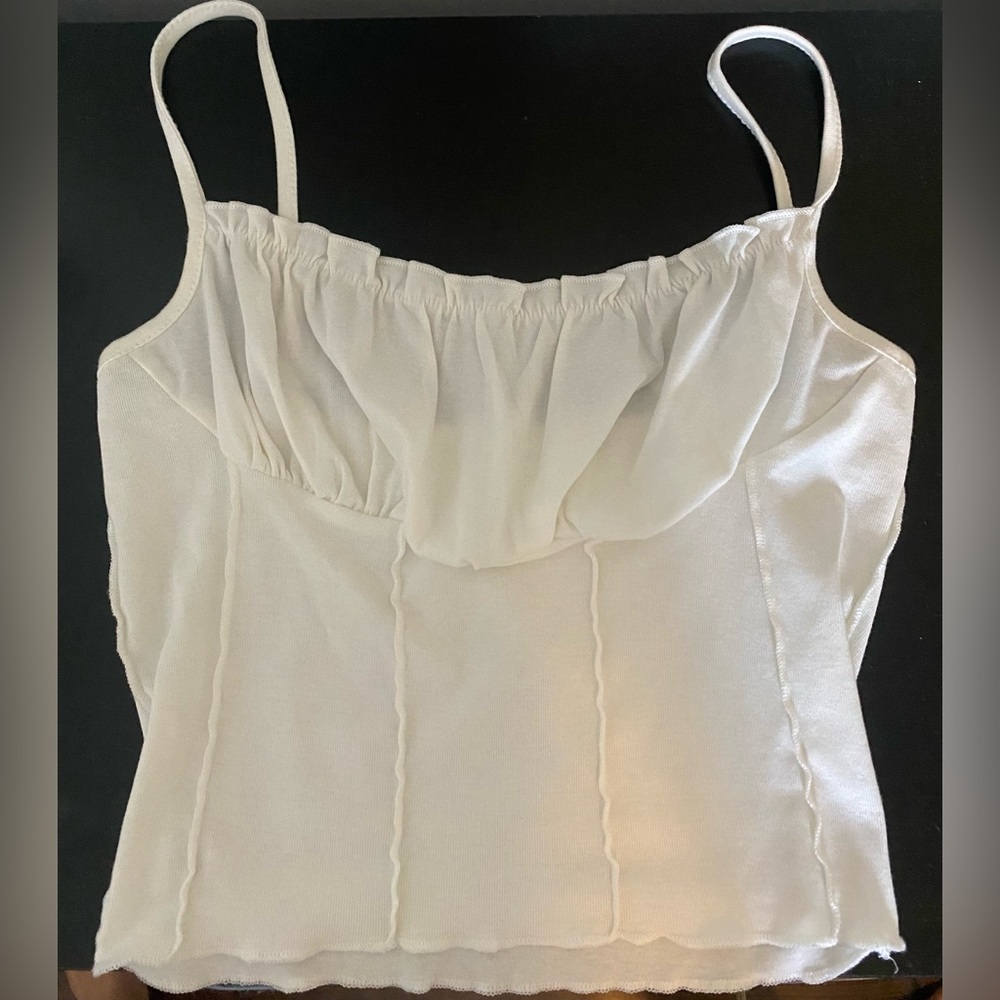 Super comfy and cute white tank with details!